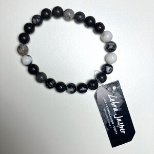 Shiny Elastic Zebra Jasper Beaded Bracelet